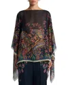 Etro Silk Poncho Top In Multi