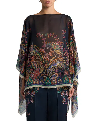 Etro Silk Poncho Top In Multi