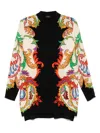 Etro Longline Printed Top With Box-pleat Detail In Black  