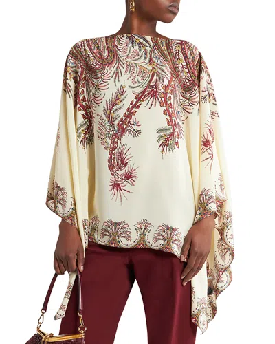 ETRO SILK PRINTED ASYMMETRIC SLEEVE BLOUSE