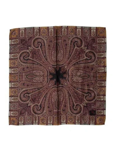 Pre-owned Etro Silk Printed Bandana In Burgundy