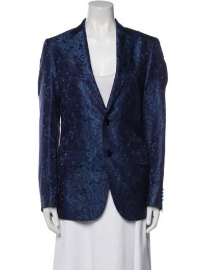 Pre-owned Etro Silk Printed Blazer In Blue