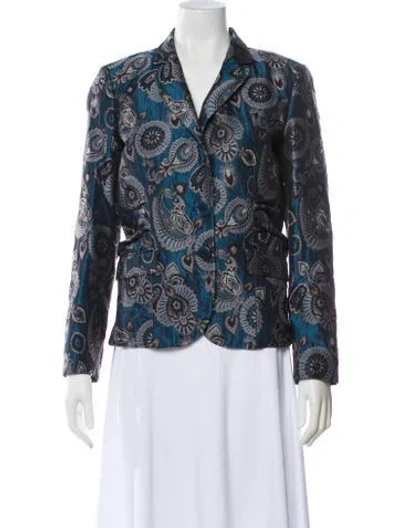 Pre-owned Etro Silk Printed Blazer In Blue