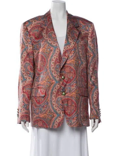 Pre-owned Etro Silk Printed Blazer W/ Tags In Red