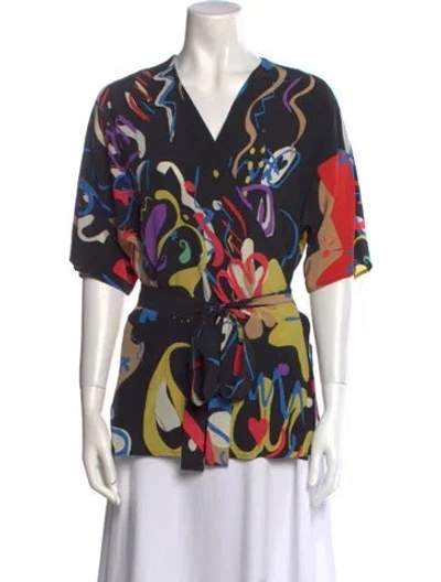 Pre-owned Etro Silk Printed Blouse In Black