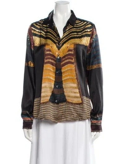 Pre-owned Etro Silk Printed Blouse In Black