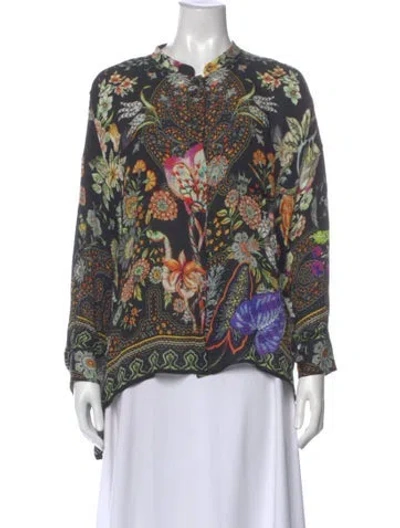 Pre-owned Etro Silk Printed Blouse In Black