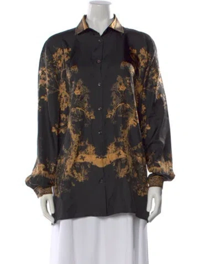 Pre-owned Etro Silk Printed Blouse In Black