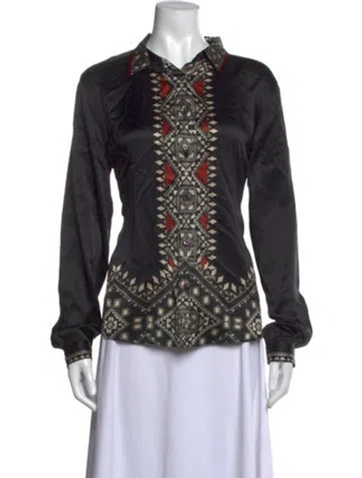 Pre-owned Etro Silk Printed Blouse In Black