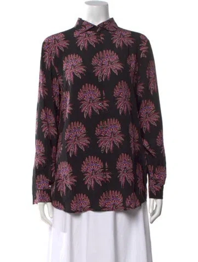 Pre-owned Etro Silk Printed Blouse In Black