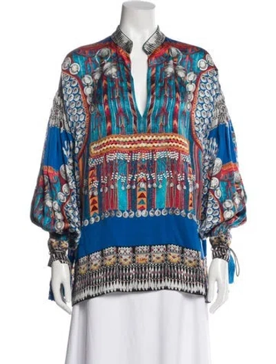 Pre-owned Etro Silk Printed Blouse In Blue