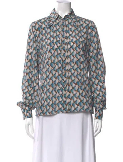 Pre-owned Etro Silk Printed Blouse In Blue