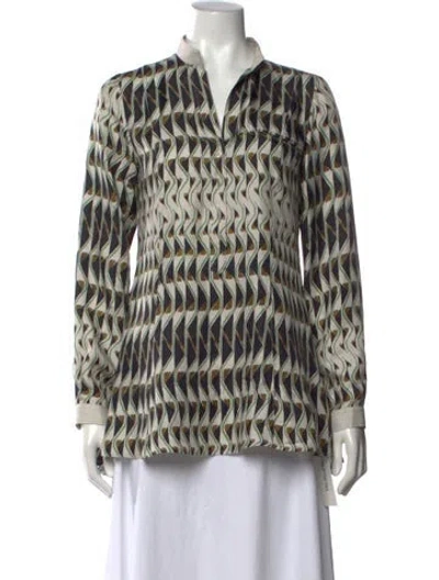 Pre-owned Etro Silk Printed Blouse In Blue/white