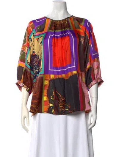 Pre-owned Etro Silk Printed Blouse In Brown