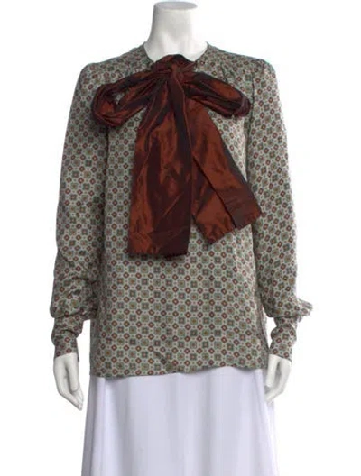 Pre-owned Etro Silk Printed Blouse In Brown/green