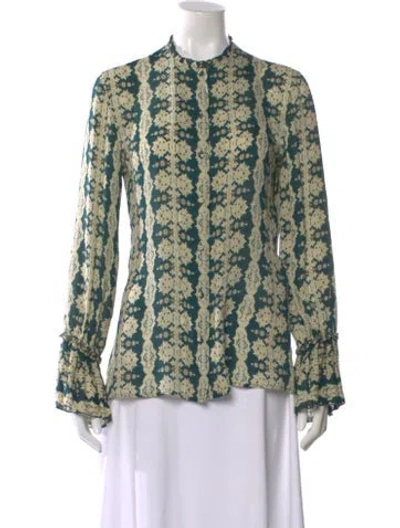 Pre-owned Etro Silk Printed Blouse In Green