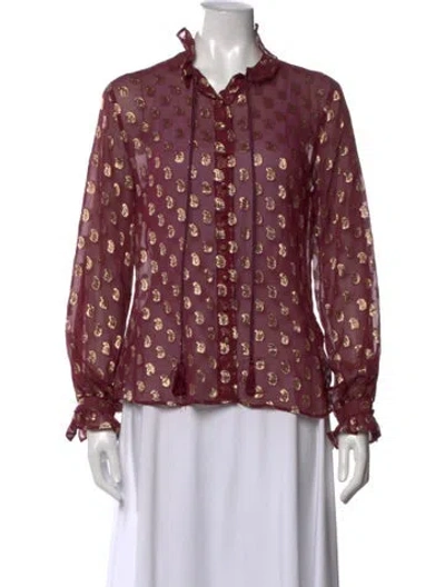 Pre-owned Etro Silk Printed Blouse In Metallic/purple