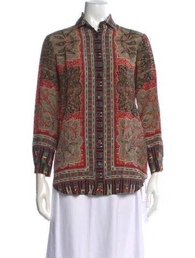 Pre-owned Etro Silk Printed Blouse In Multicolor
