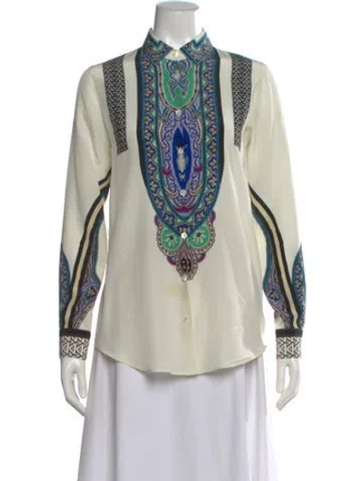 Pre-owned Etro Silk Printed Blouse In Neutral