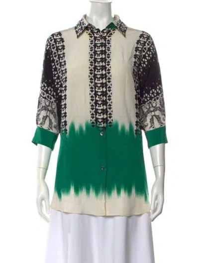 Pre-owned Etro Silk Printed Blouse In Neutrals