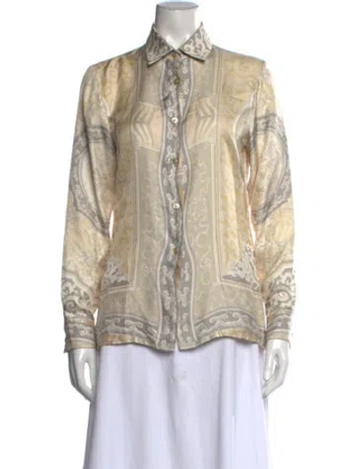 Pre-owned Etro Silk Printed Blouse In Neutrals