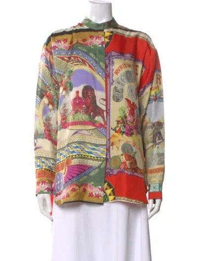 Pre-owned Etro Silk Printed Blouse In Orange