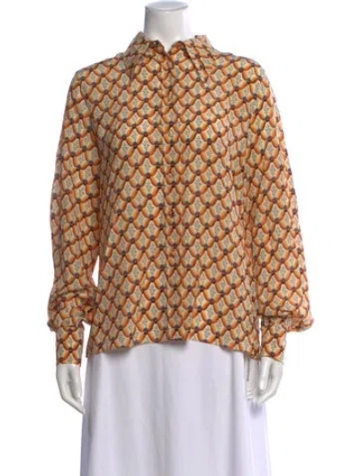 Pre-owned Etro Silk Printed Blouse In Orange