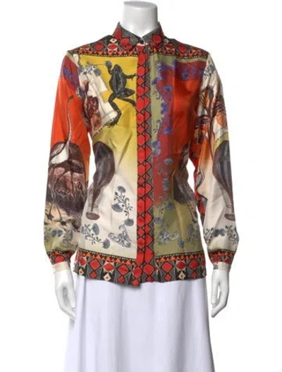 Pre-owned Etro Silk Printed Blouse In Orange