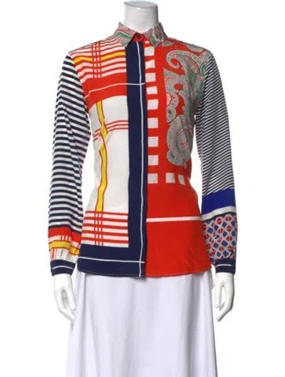 Pre-owned Etro Silk Printed Blouse In Orange