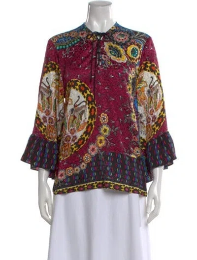 Pre-owned Etro Silk Printed Blouse In Pink