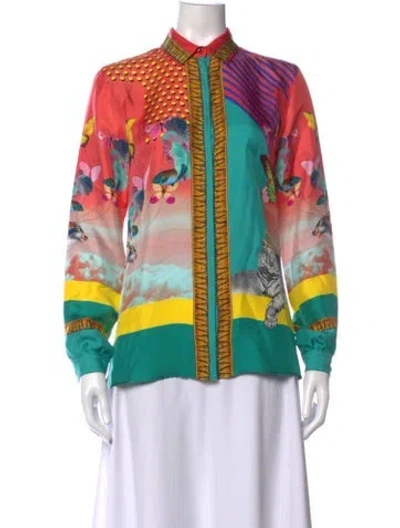 Pre-owned Etro Silk Printed Blouse In Pink