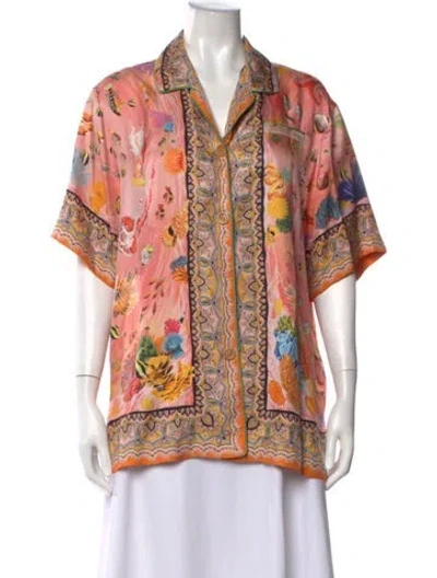 Pre-owned Etro Silk Printed Blouse In Pink