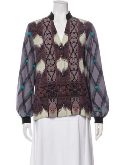 Pre-owned Etro Silk Printed Blouse In Purple