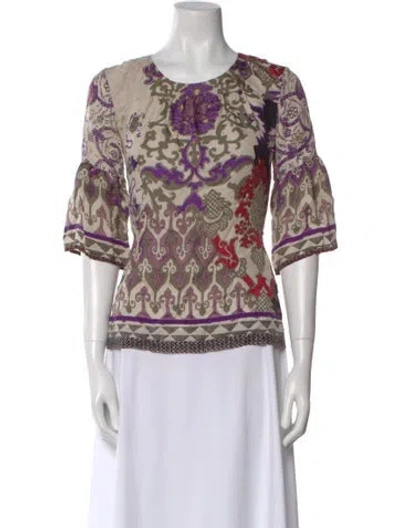 Pre-owned Etro Silk Printed Blouse In Purple