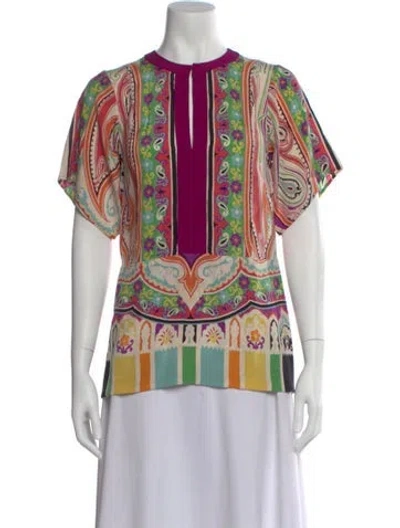 Pre-owned Etro Silk Printed Blouse In Purple