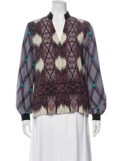 Pre-owned Etro Silk Printed Blouse In Purple