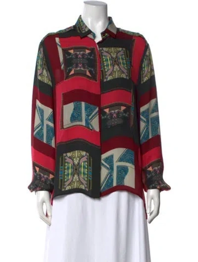Pre-owned Etro Silk Printed Blouse In Red