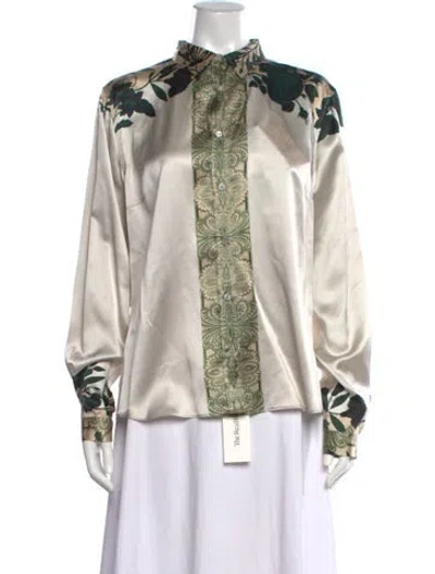 Pre-owned Etro Silk Printed Blouse W/ Tags In Green