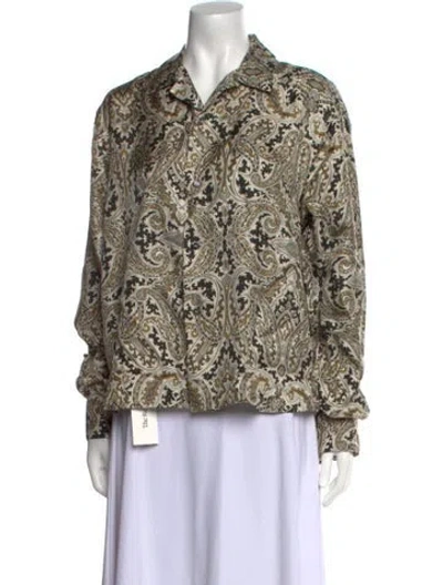 Pre-owned Etro Silk Printed Blouse W/ Tags In Neutral
