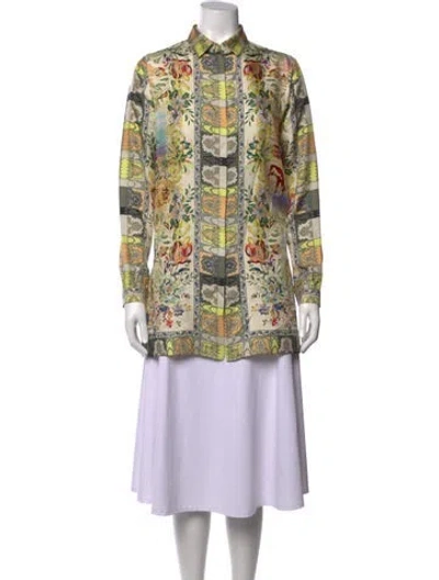 Pre-owned Etro Silk Printed Blouse W/ Tags In Neutrals
