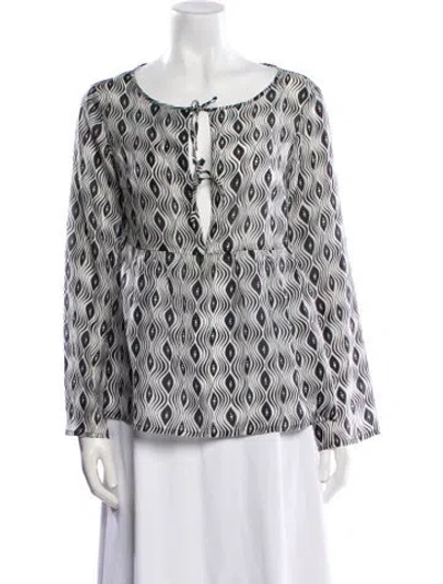 Pre-owned Etro Silk Printed Blouse In White