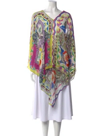 Pre-owned Etro Silk Printed Blouse In White