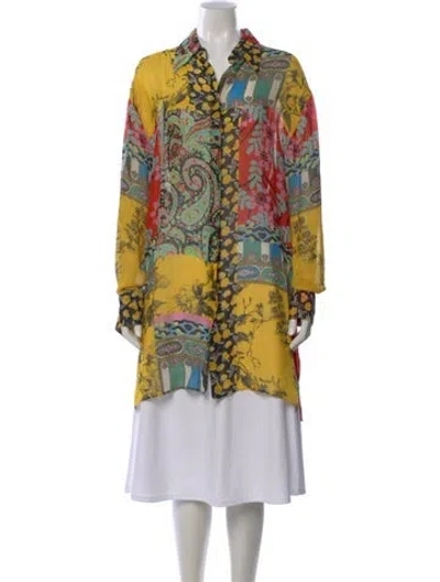 Pre-owned Etro Silk Printed Blouse In Yellow
