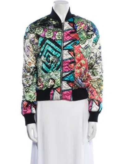 Pre-owned Etro Silk Printed Bomber Jacket In Black