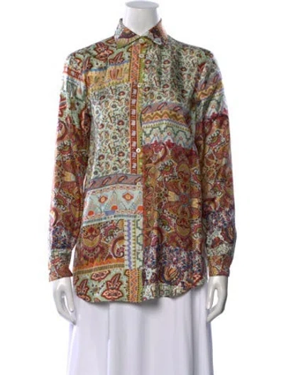 Pre-owned Etro Silk Printed Button-up Top