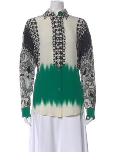 Pre-owned Etro Silk Printed Button-up Top In Neutral