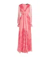 Etro Printed Twisted Silk Maxi Dress In Pink