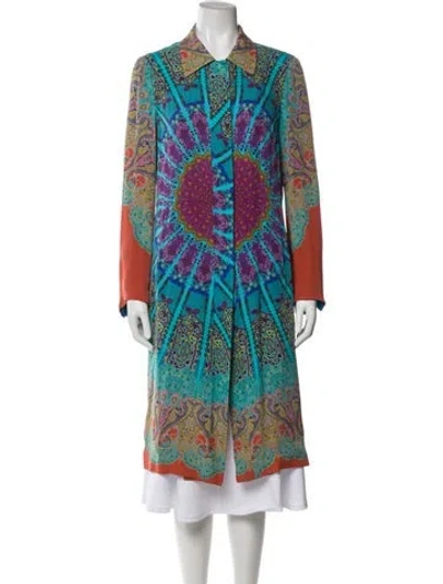 Pre-owned Etro Silk Printed Evening Jacket In Blue
