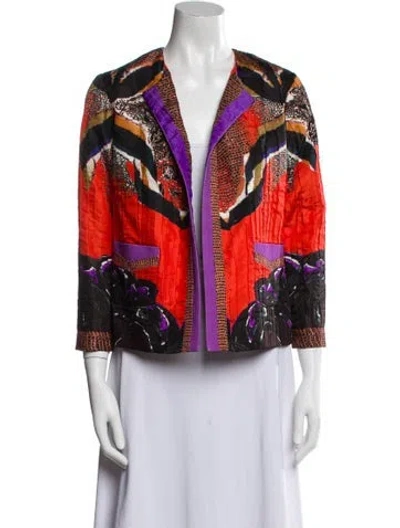 Pre-owned Etro Silk Printed Evening Jacket In Orange