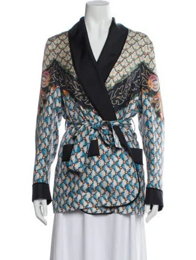 Pre-owned Etro Silk Printed Jacket In Blue